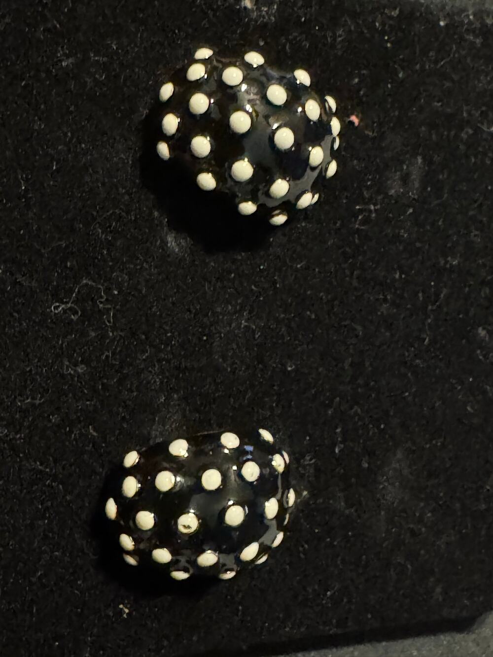 Joan Rivers Polka Dot Domed Clip On Earrings Signed